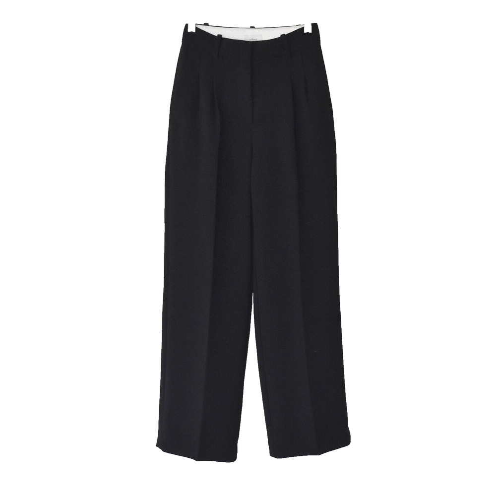 A5 Auth WILFRED Black Crepe Straight Pleated Front Trouser Pants Size 00